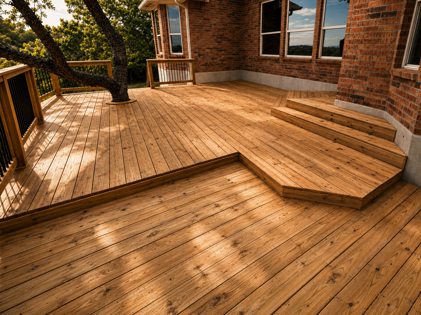 Multi-level deck rebuilt by Industrious Duo in Canyon Lake, Texas